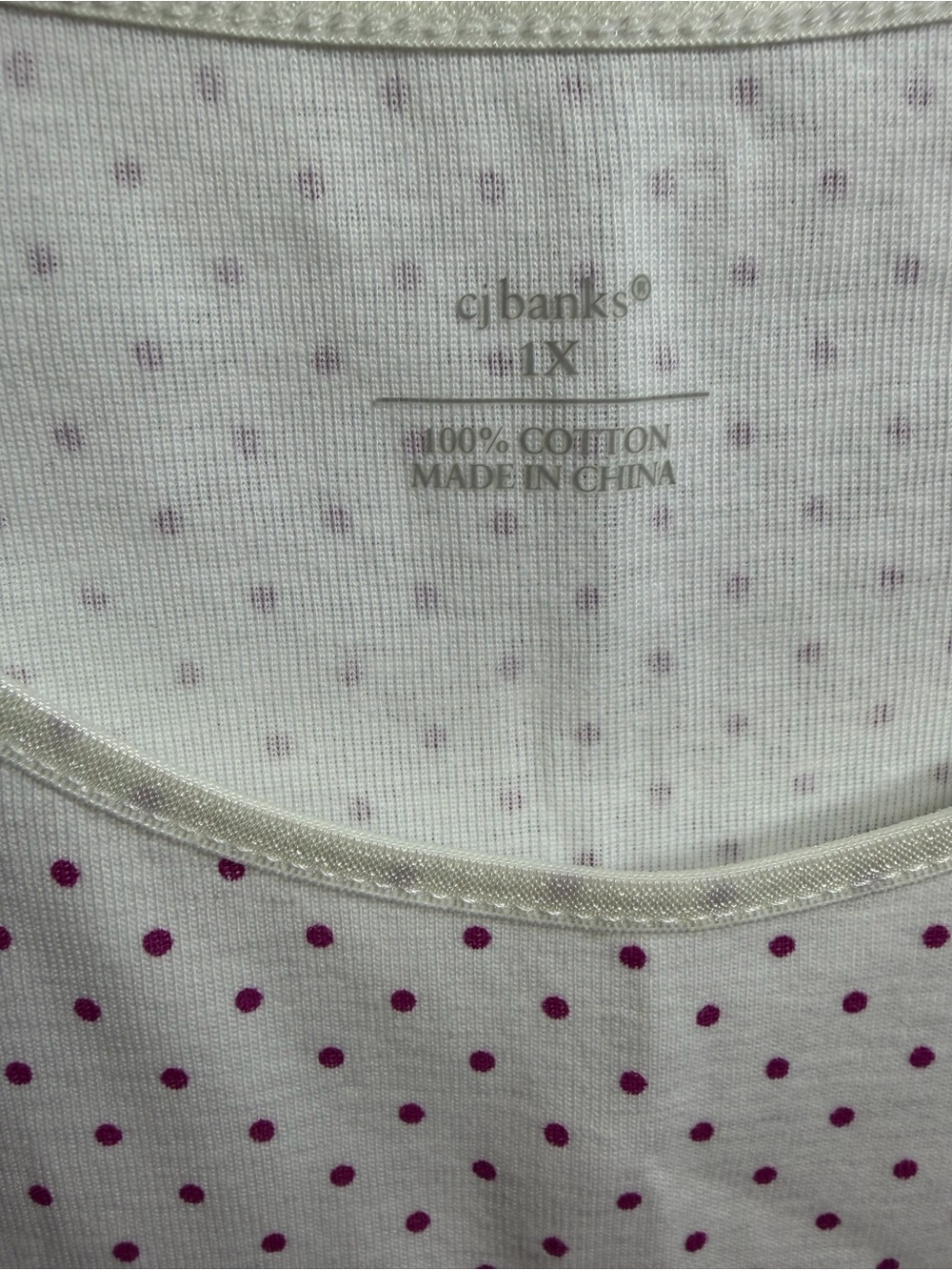 CJ Banks Cream Tank Top with Pink Polka Dots - Picture 3 of 6
